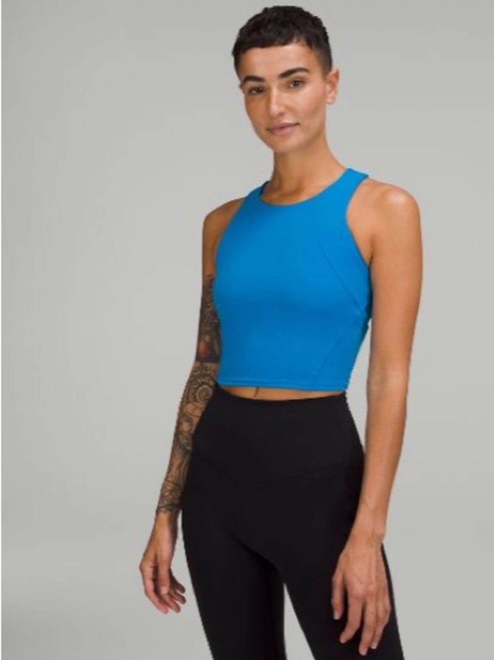 lululemon athletica Bright Blue Cropped Racerback Tank